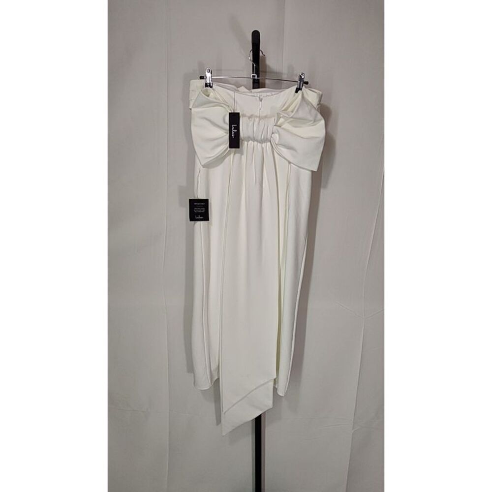 Lulu's Strapless Cream Maxi Dress with Front Slit - Picture 3 of 3